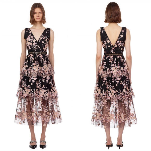 Self-Portrait Dresses & Skirts - Self Portrait Sleeveless Midnight Floral Dress